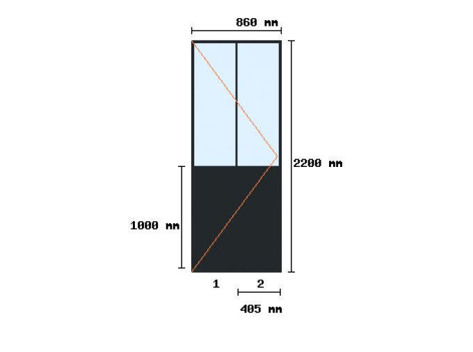 Porte battante sur-mesure 2200x900mm 2 travées