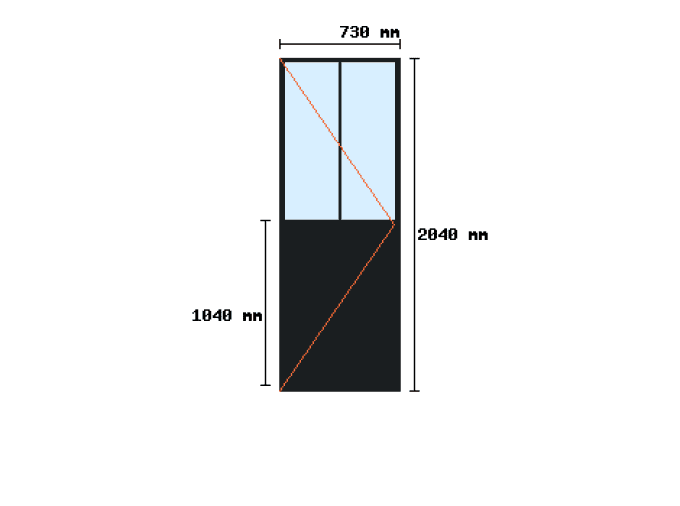 Porte battante sur-mesure 2040x730mm