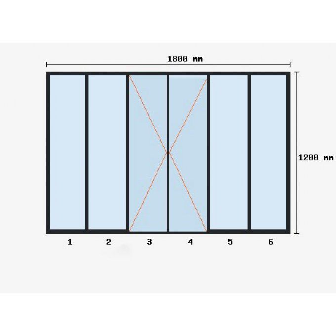 Verriere sur-mesure 1200x1800mm 6 travées 2 ouvrants