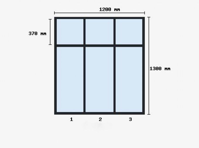 Verriere sur-mesure 1300x1200mm 3 travées + traverse