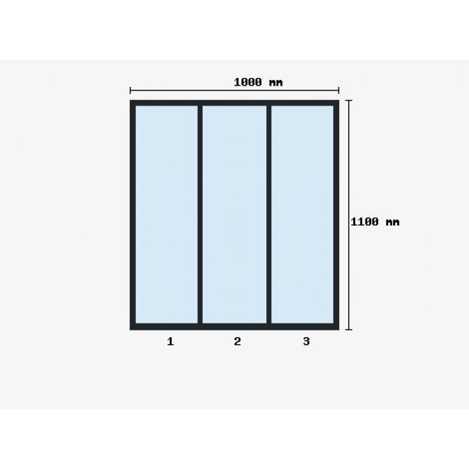 Verriere d'atelier 1100x1000mm 3 travées