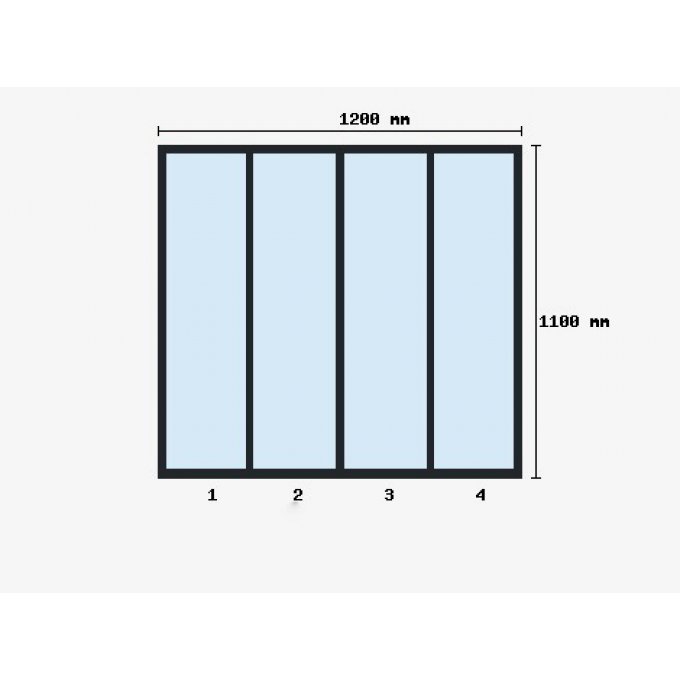 Verriere d'atelier 1100x1200mm 4 travées