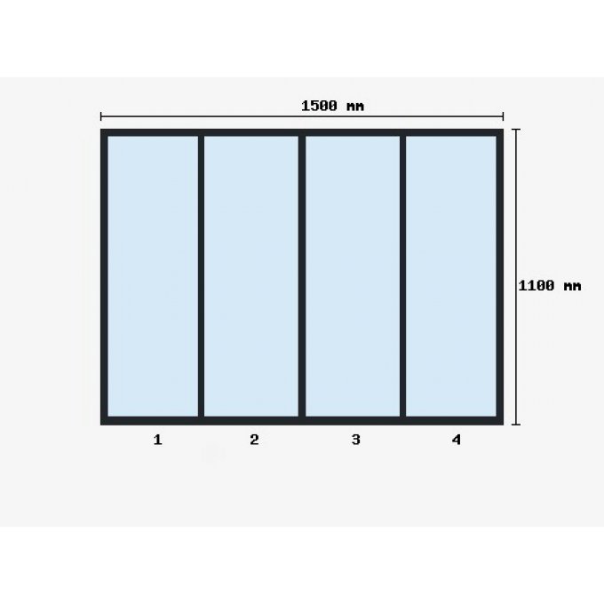 Verriere d'atelier 1100x1500mm 4 travées