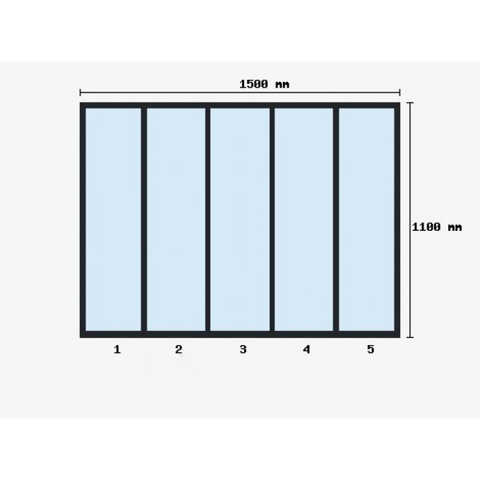 Verriere d'atelier 1100x1500mm 5 travées