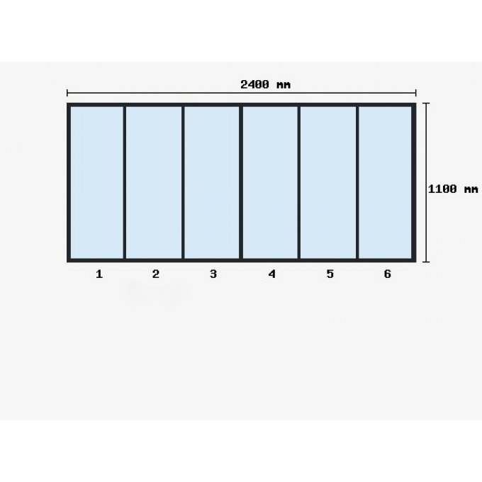 Verriere d'atelier 1100x2400mm 6 travées