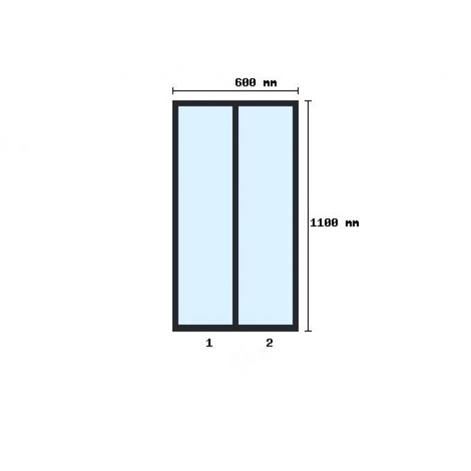 Verriere d'atelier 1100x600mm 2 travées