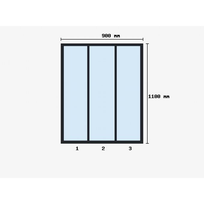 Verriere d'atelier 1100x900mm 3 travées