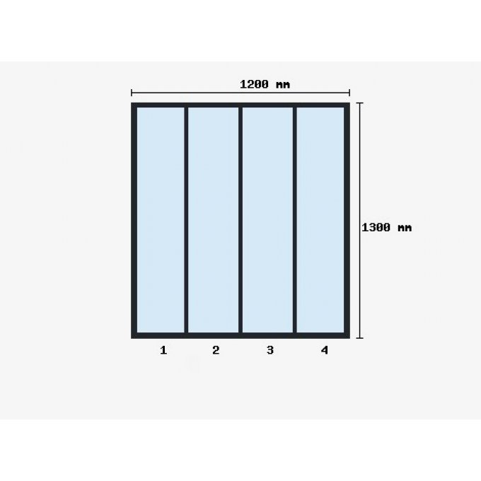 Verriere d'atelier 1300x1200mm 4 travées