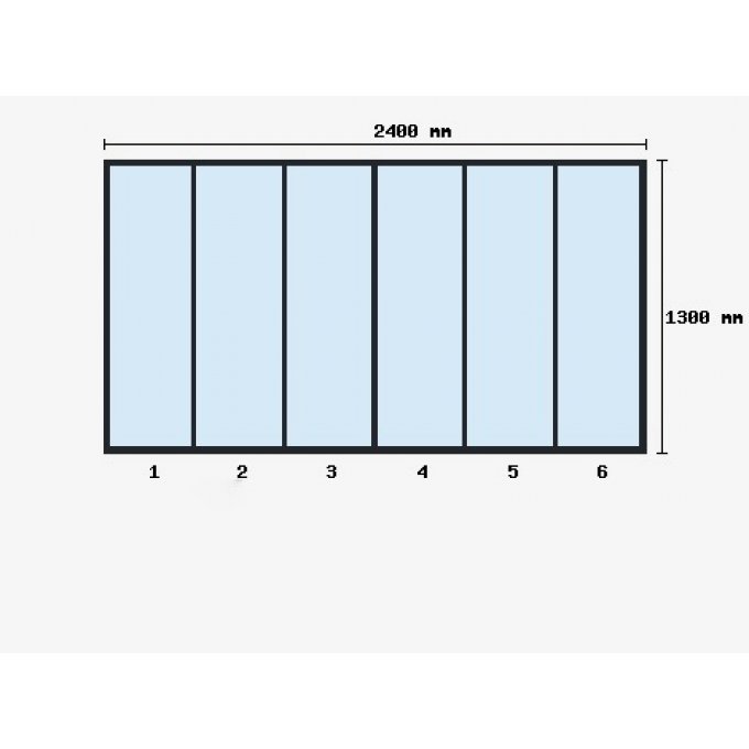 Verriere d'atelier 1300X2400mm 6 travées