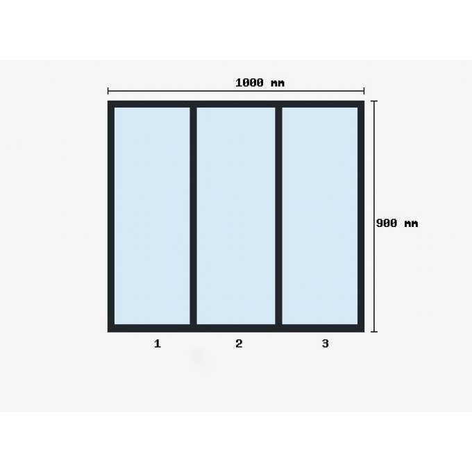 Verriere d'atelier  900x1000mm 3 travées