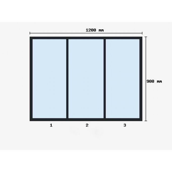 Verriere d'atelier  900x1200mm 3 travées
