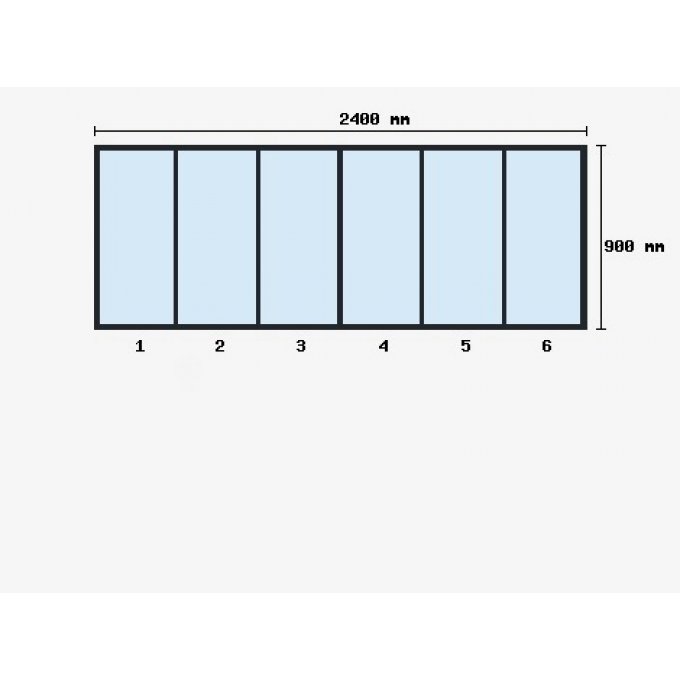 Verriere d'atelier  900x2400mm 6 travées