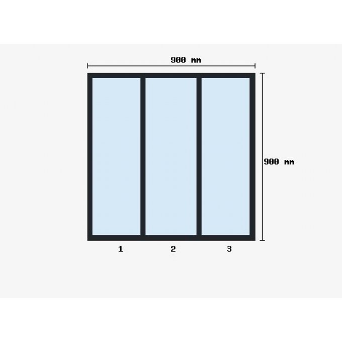 Verriere d'atelier 900x900mm 3 travées