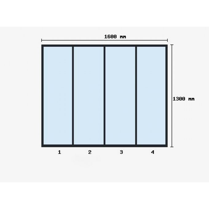 Verriere d'atelier 1300x1600mm 4 travées