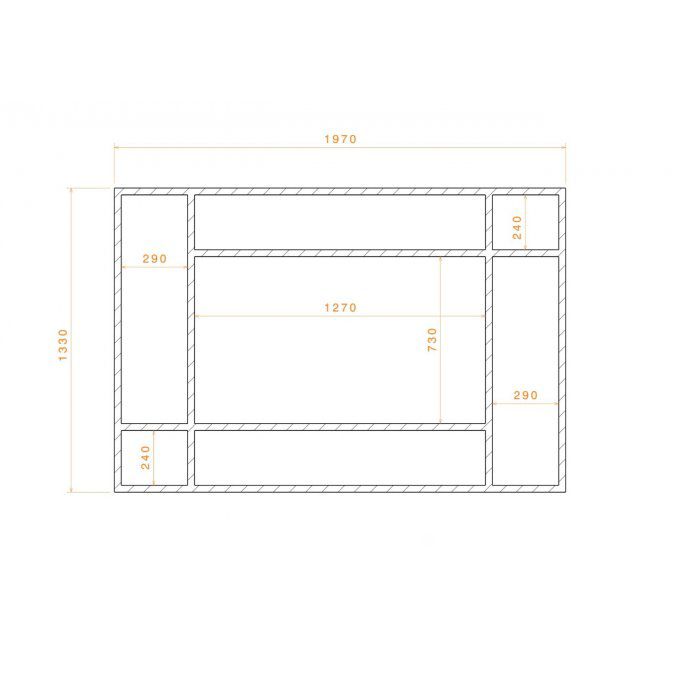 Verriere acier sur-mesure 1330x1970mm 7 travées