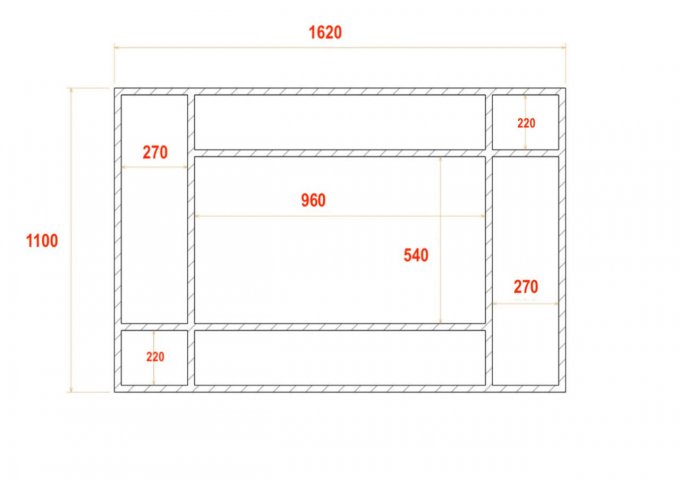 Verriere sur-mesure 1100x1620mm 7 travées