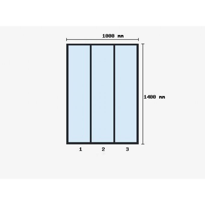 Verrière d'atelier 1400x1000mm 3 travées