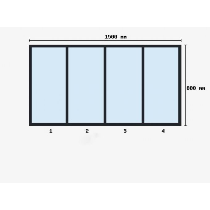 Verrière d'atelier 800x1500mm 4 travées