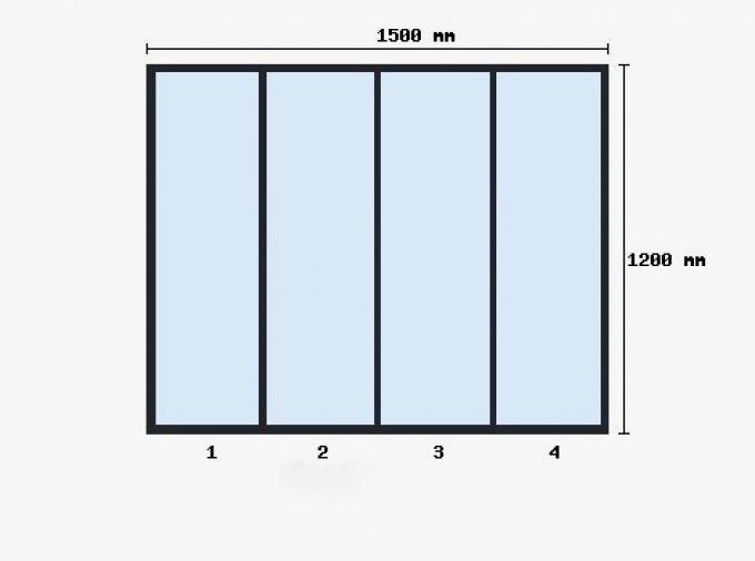 Verriere d'atelier 1200x1500mm 4 travées