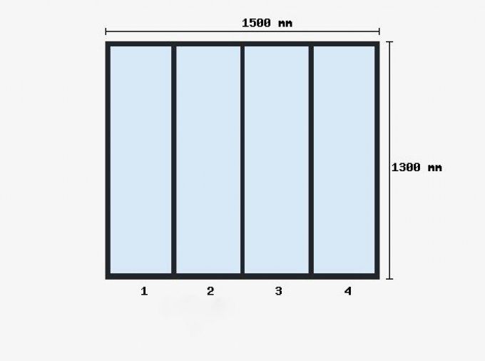Verriere d'atelier 1300x1500mm 4 travées