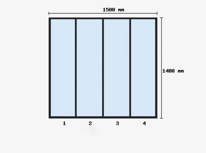 Verriere d'atelier 1400x1500mm 4 travées