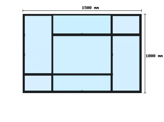 Verriere sur-mesure 1000x1500mm 7 travées