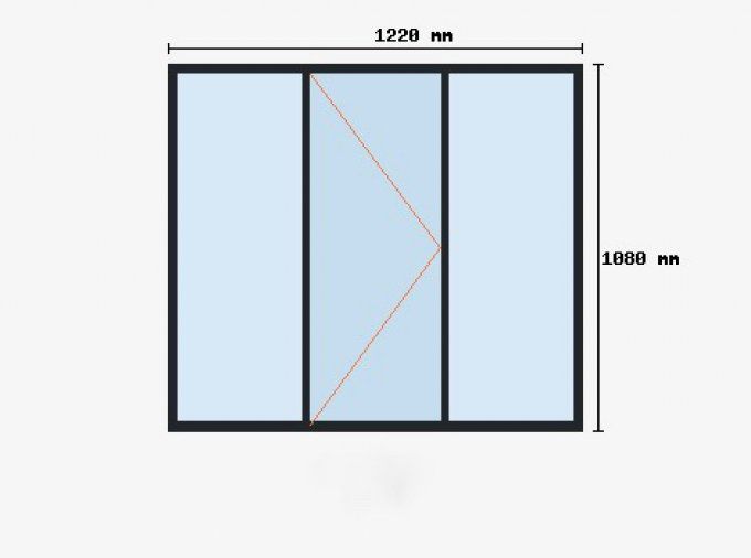 Verriere sur-mesure 1080x1220mm 3 travées dont 1 ouvrant