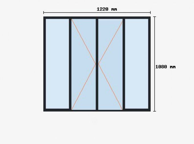 Verriere sur-mesure 1080x1220mm 4 travées dont 2 ouvrants