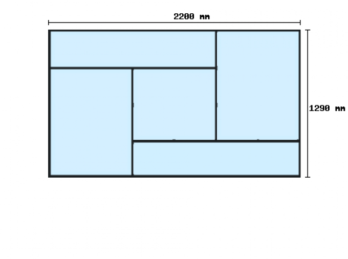 Verriere sur-mesure 1290x2200mm 5 travées