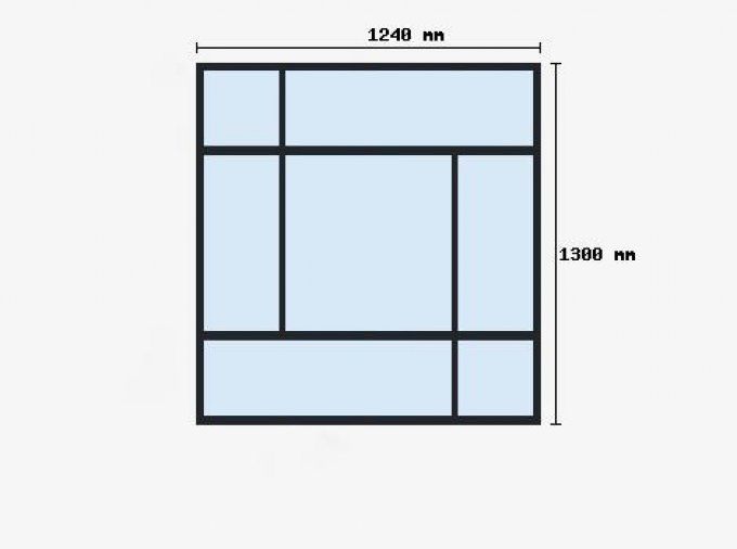 Verriere sur-mesure 1300x1240mm 7 travées