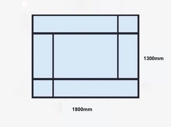 Verriere sur-mesure 1300x1800mm 7 travées