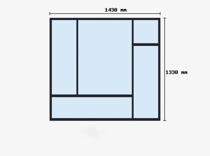 Verriere sur-mesure 1330x1430mm 5 travées