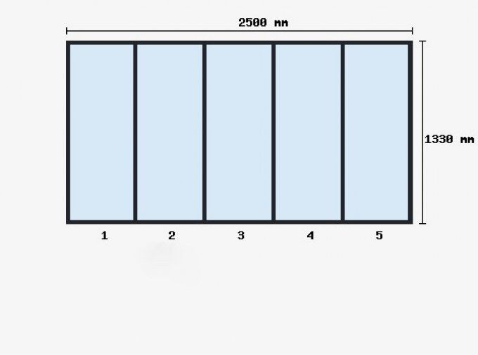 Verriere sur-mesure 1330x2500mm 5 travées