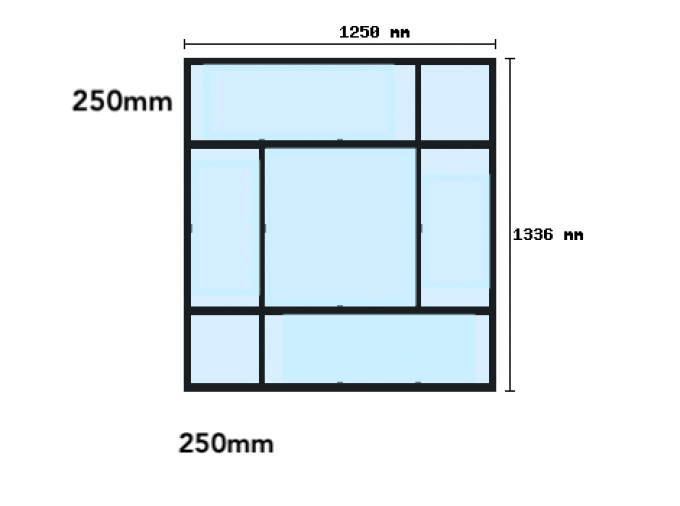 Verriere sur-mesure 1336x1250mm 7 travées