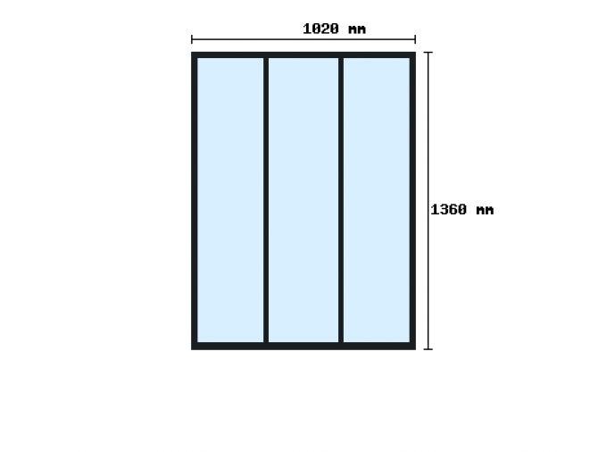 Verriere sur-mesure 1360x1020mm 3 travées