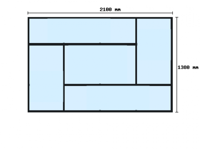 Verriere sur-mesure 1380x2100mm 5 travées