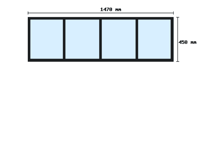 Verriere imposte sur-mesure 450x1470mm 4 vitres 
