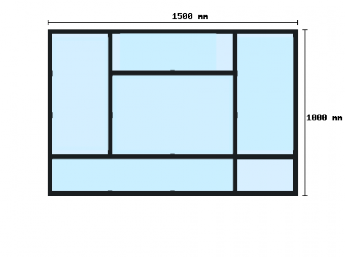 Verriere sur-mesure 1000x1500mm 6 travées