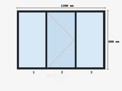 Verriere sur-mesure 800x1200mm 3 travées dont 1 ouvrant 