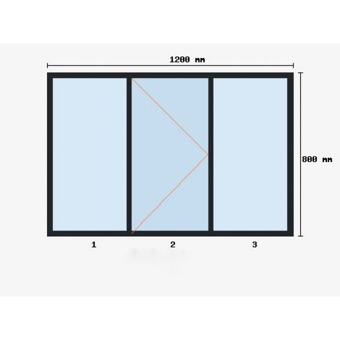 Verriere sur-mesure 800x1200mm 3 travées dont 1 ouvrant 