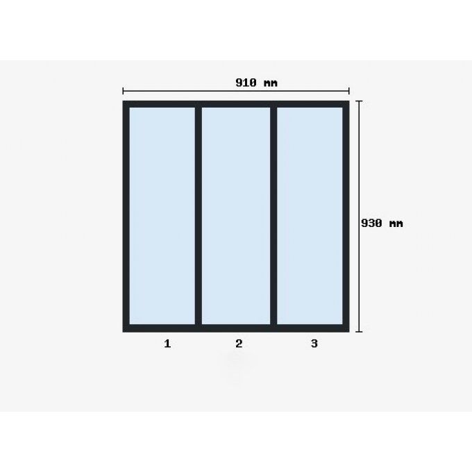 Verriere sur-mesure 930x910mm 3 travées