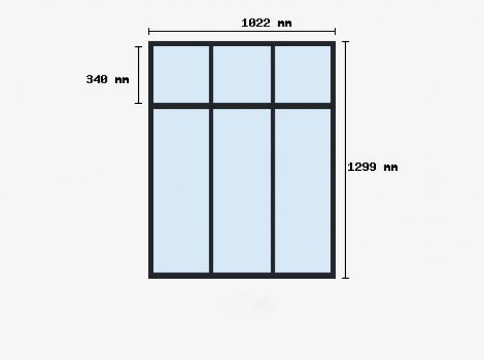 Verriere sur-mesure 1299x1022mm 3 travées+traverse